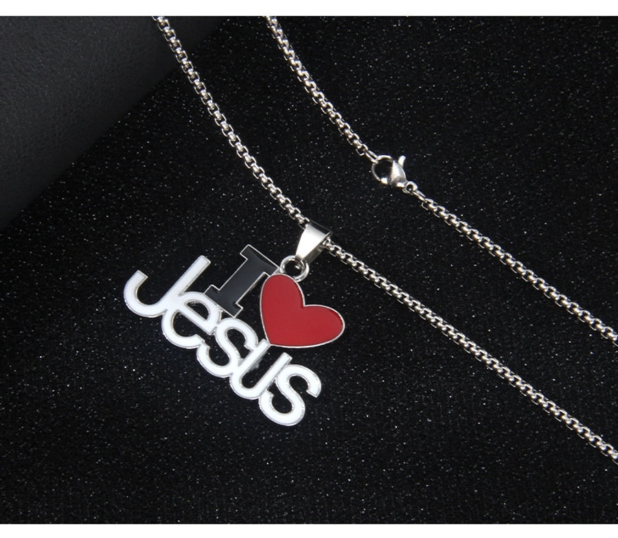 Hip-Hop Letter Heart Shape 201 Stainless Steel Alloy Enamel Unisex Pendant Necklace