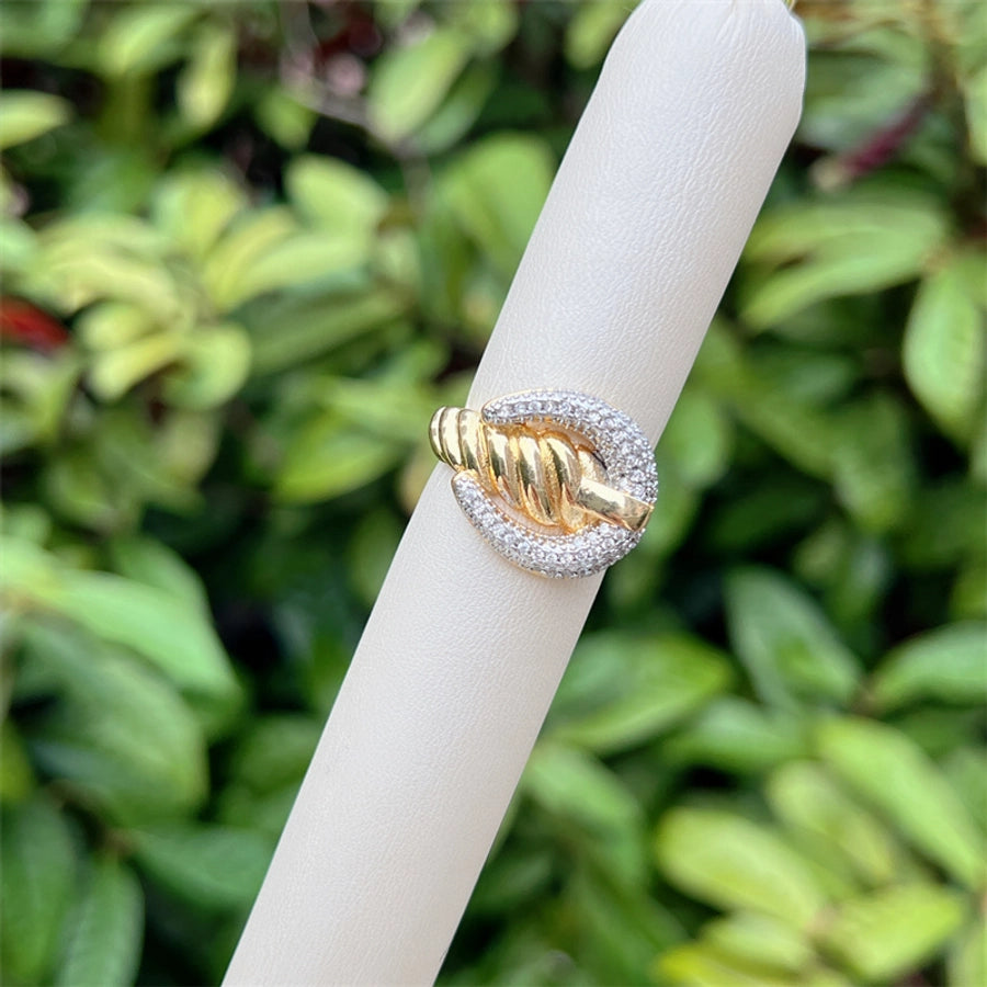 Copper 18K Gold Plated Geometric Zircon Open Rings