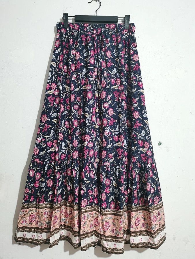 Summer Vacation Printing Polyester Maxi Long Dress Skirts