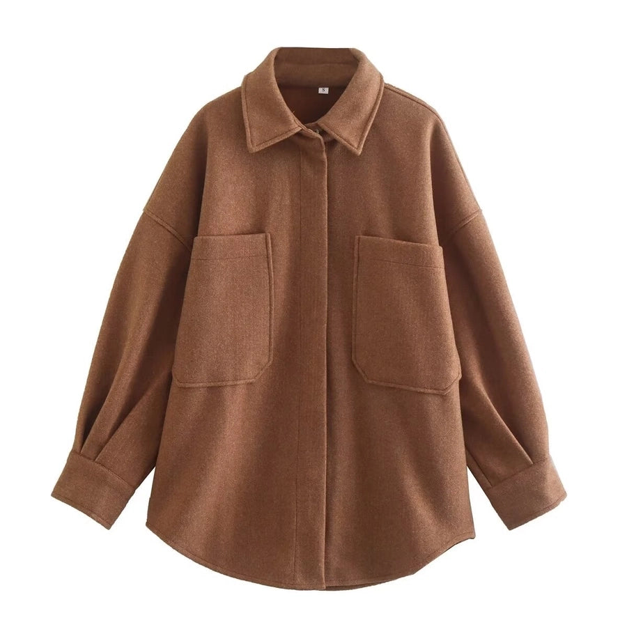 Women's Streetwear Solid Color Single Breasted Woolen Coat Woolen Coat