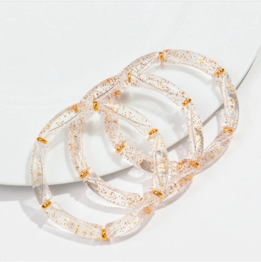 Simple Style Solid Color Arylic Copper Beaded Bracelets