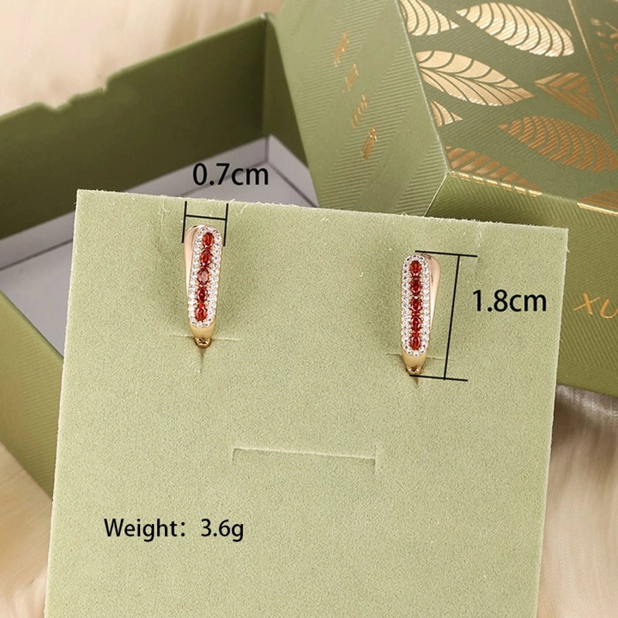 6 Pairs Elegant Simple Style Round Plating Copper Alloy Zircon 18K Gold Plated Earrings