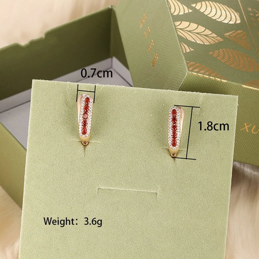 6 Pairs Elegant Simple Style Round Plating Copper Alloy Zircon 18K Gold Plated Earrings