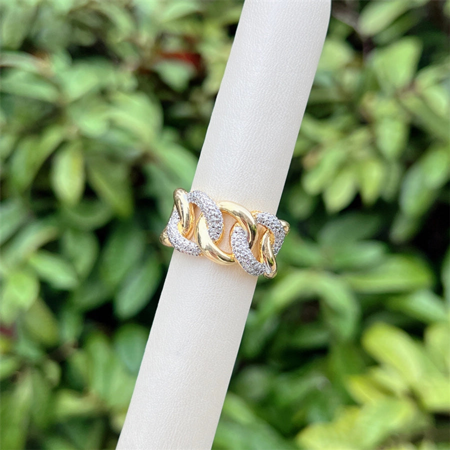 Copper 18K Gold Plated Geometric Zircon Open Rings