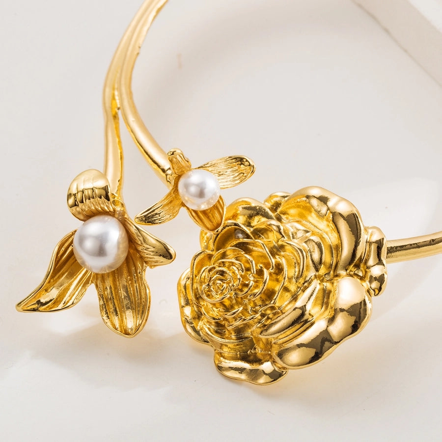 Elegant Glam Flower Pearl Alloy  Choker