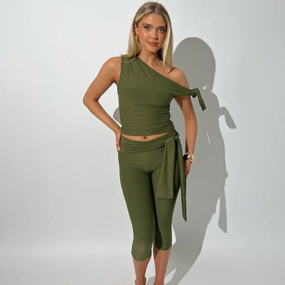 Banquet Daily Women's Casual Elegant Solid Color Spandex Polyester Pants Sets Shorts Sets