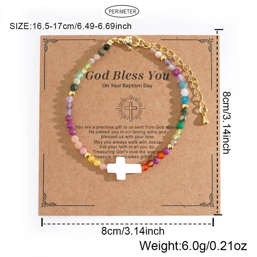 Bohemian Simple Style Cross 304 Stainless Steel natural stone Shell Beaded Chain String Bracelets