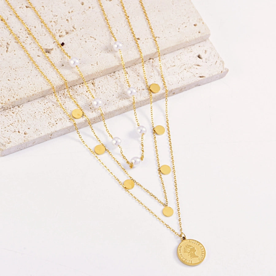 Jewelry Elegant Lady Streetwear Human Geometric 304 Stainless Steel Plating Layered Necklaces