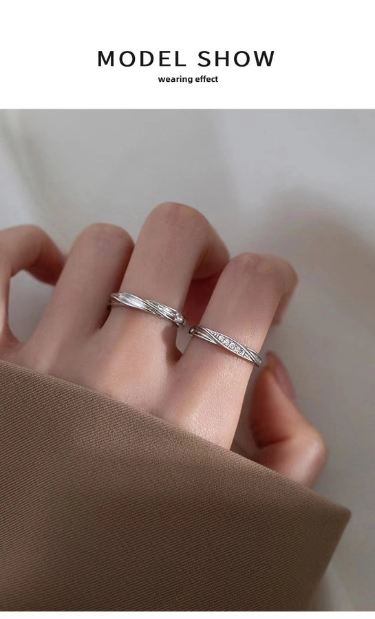 s925 Sterling Silver Mobius Couple Ring Fashion Personality Niche Design Plain Ring Ring