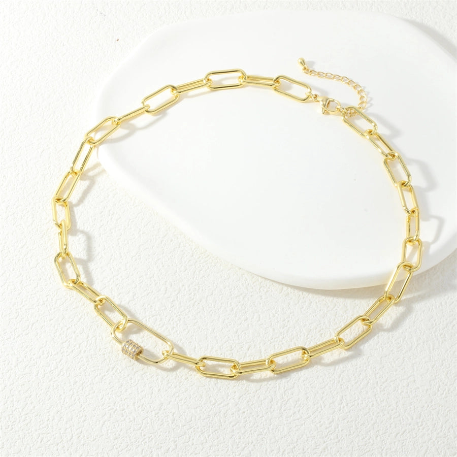 Jewelry IG Style Cool Style Oval Copper Zircon Necklace