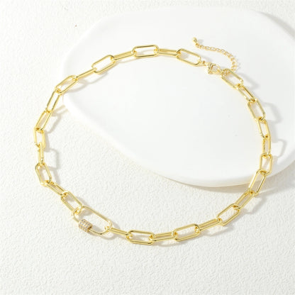 Jewelry IG Style Cool Style Oval Copper Zircon Necklace