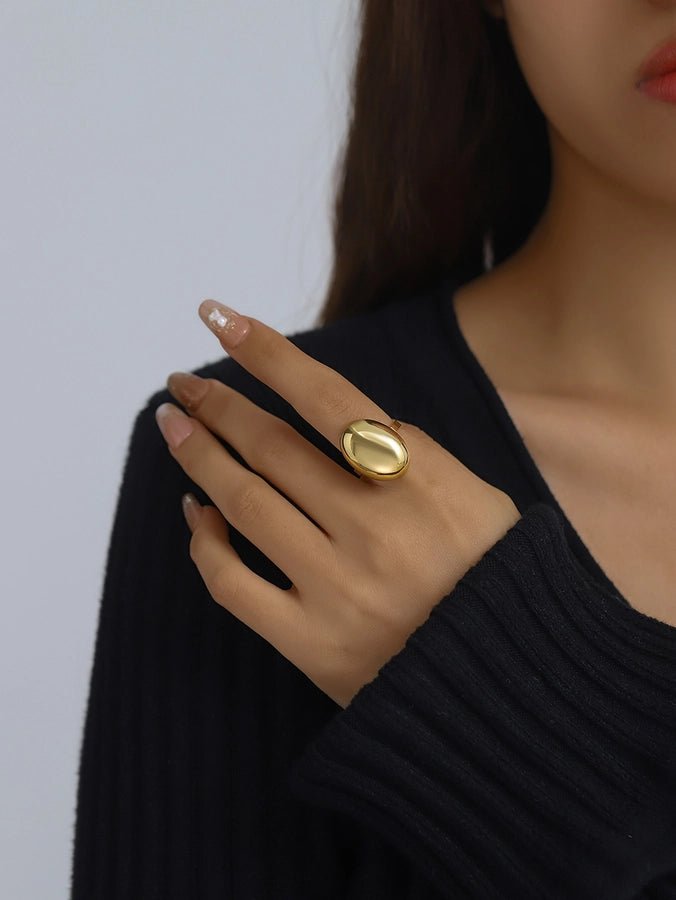 Jewelry Classical Exaggerated Simple Style Devil's Eye Oval Watermelon 316L Stainless Steel  Resin Adjustable Ring