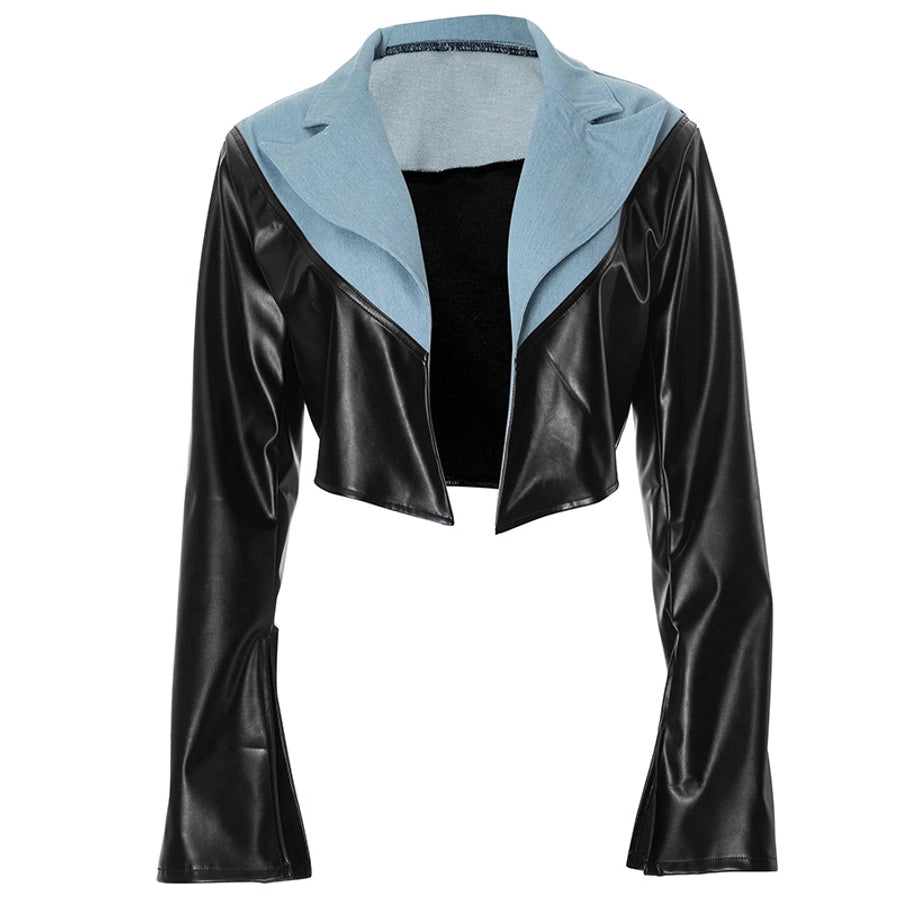 Women's Streetwear Color Block Zipper Coat Casual Jacket