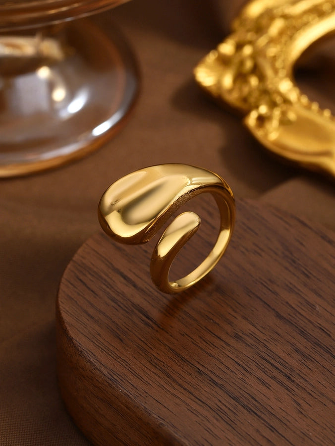 Jewelry Elegant Classical Vintage Style Geometric Water Droplets 316L Stainless Steel  Titanium Steel Wide Band Rings Open Rings