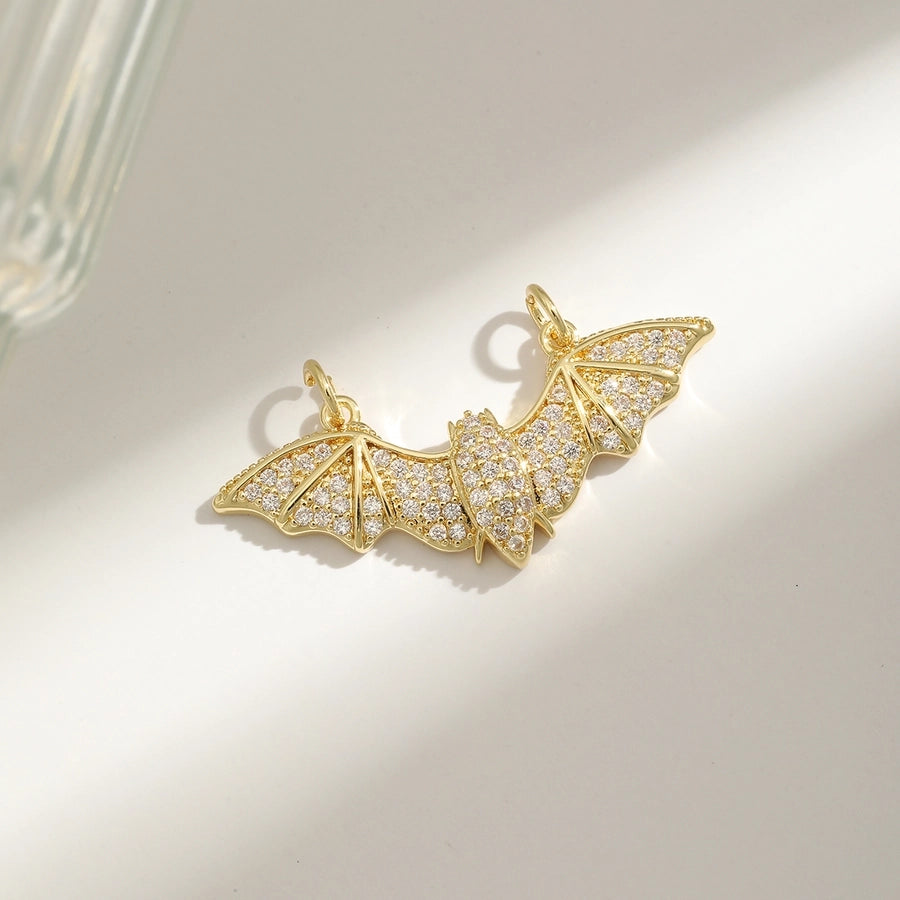 1 Piece 26.8MM Hole 3~3.9mm Copper Zircon 18K Gold Plated Lion Bat Mask Pendant Jewelry Accessories