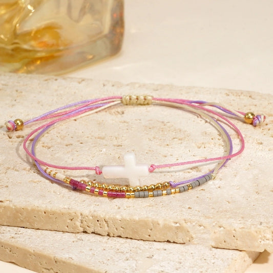 Casual Cross Seed Bead rope Woven Chain String Bracelets
