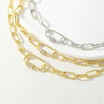 Jewelry IG Style Cool Style Oval Copper Zircon Necklace