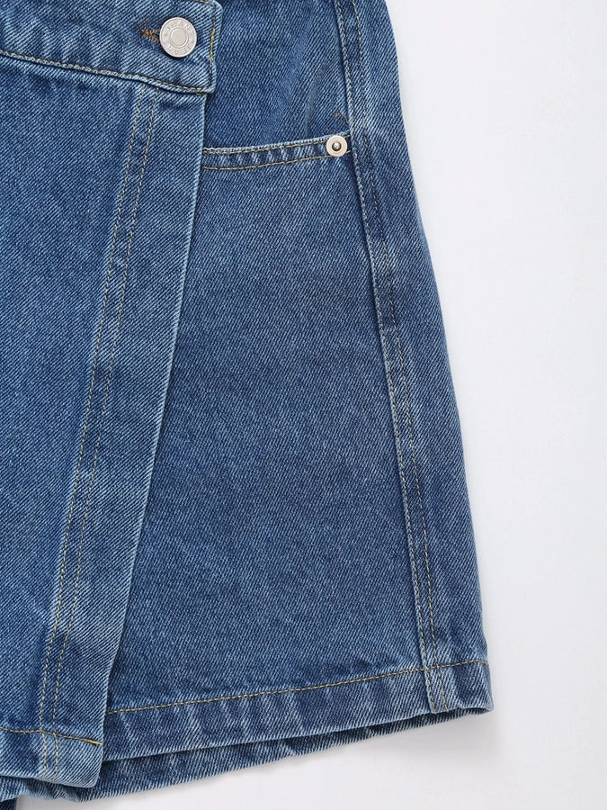 Daily Women's Simple Style Classic Style Solid Color Denim Pocket Skirt Sets Skirt Sets