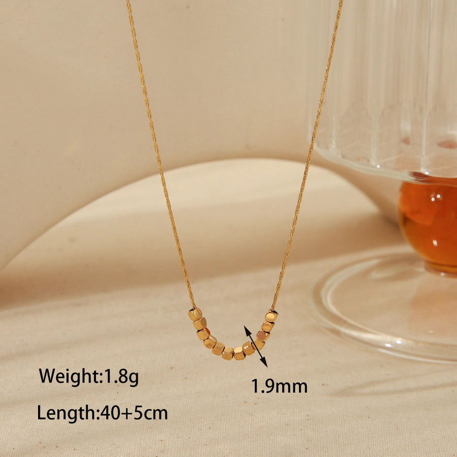 Jewelry Basic Commute Solid Color 304 Stainless Steel 18K Gold Plated Jewelry Set