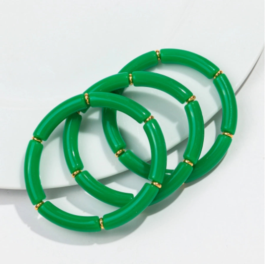 Simple Style Solid Color Arylic Copper Beaded Bracelets