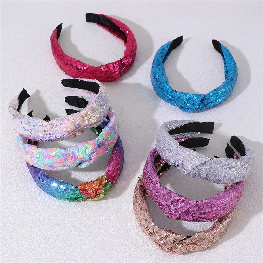 Women's Sweet Simple Style Colorful Solid Color Polyester Sequins Hair Band