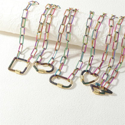 Jewelry Hip-Hop Geometric Copper Zircon Necklace