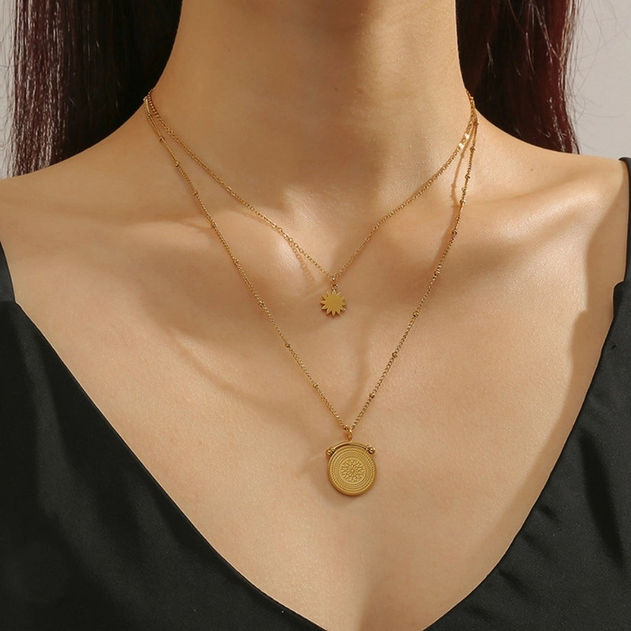 Jewelry Vintage Style Simple Style Gear 304 Stainless Steel Double Layer Necklaces