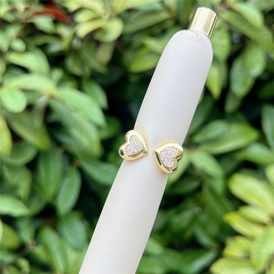 Copper 18K Gold Plated Heart Shape Butterfly Zircon Open Rings