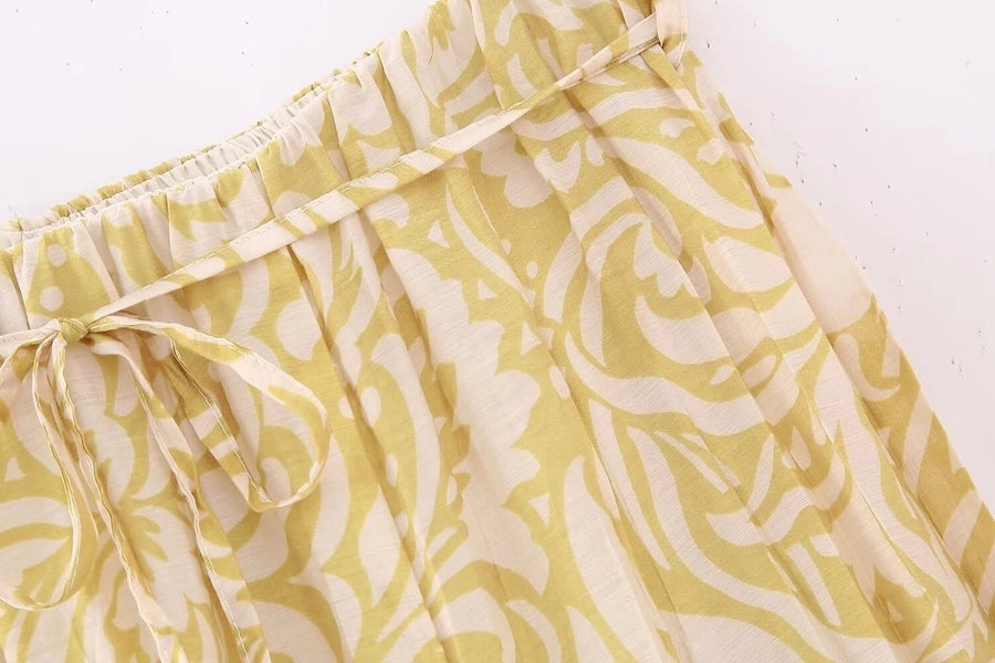 Summer Simple Style Flower Polyester Midi Dress Skirts