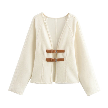 Women's Elegant Solid Color Woolen Coat