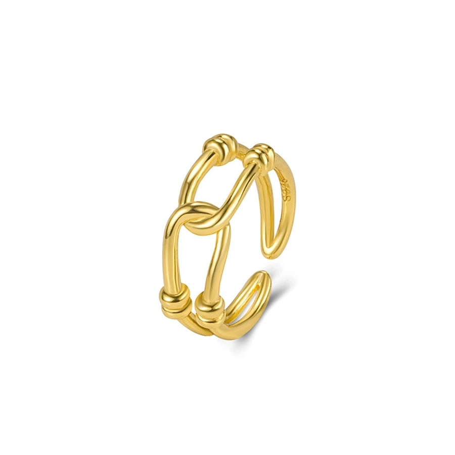 925 Sterling Silver Geometric Adjustable Ring