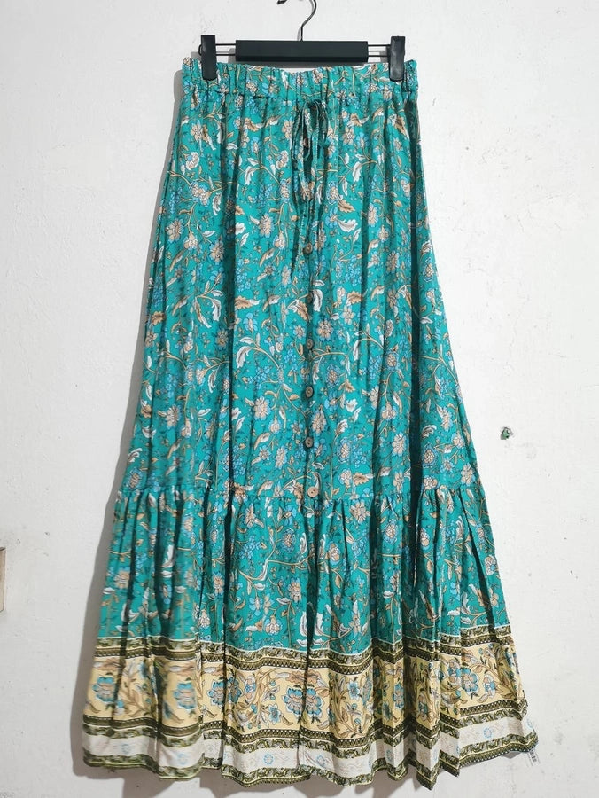 Summer Vacation Printing Polyester Maxi Long Dress Skirts