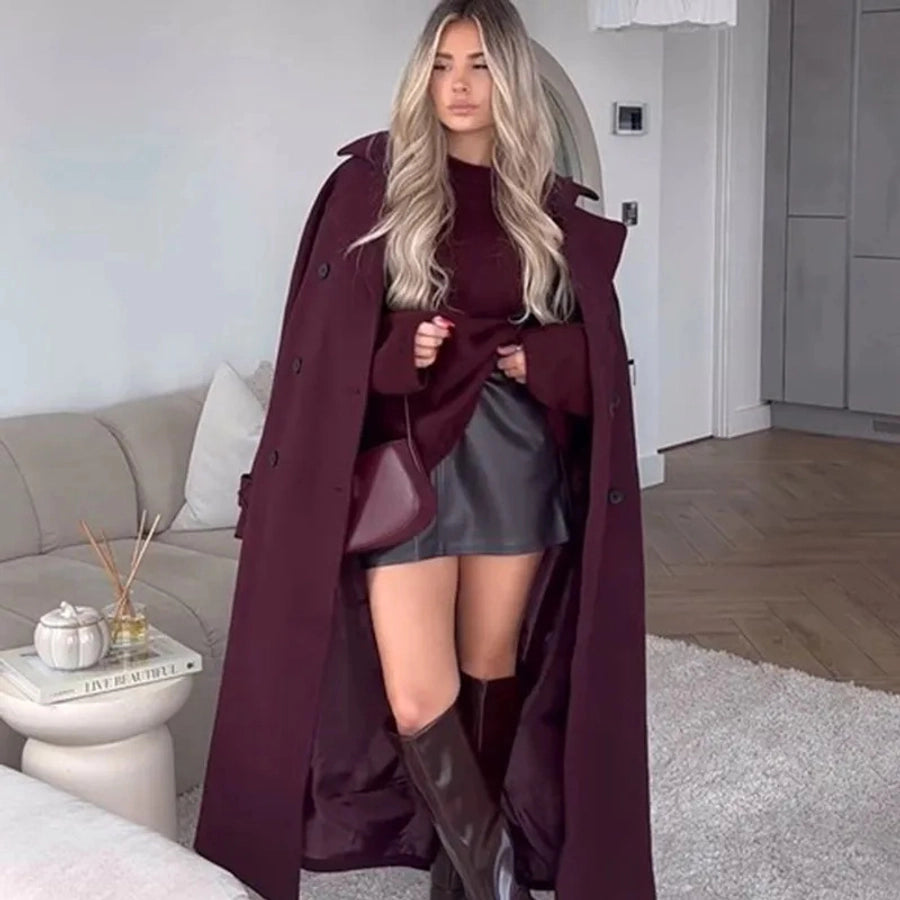 Women's Preppy Style Solid Color Coat Woolen Coat