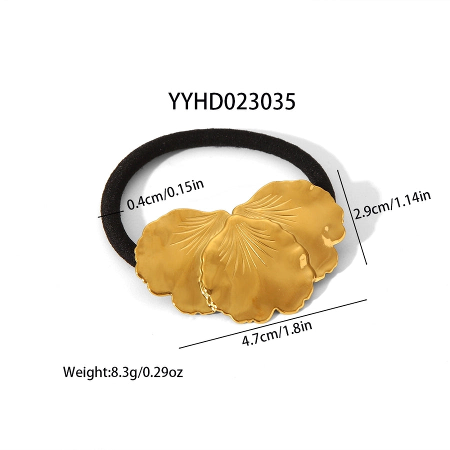 Women's Hip-Hop Ethnic Style Korean Style Ginkgo Leaf 304 Stainless Steel Elastic Band Hair Tie