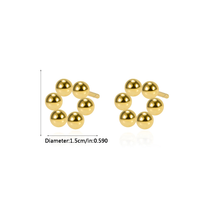 1 Pair 925 Sterling Silver 925 Sterling Silver Earrings Solid Color Ear Studs