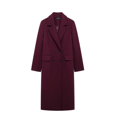 Women's Streetwear Solid Color Double Breasted Woolen Coat Woolen Coat