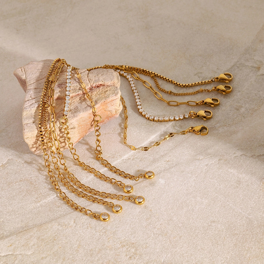 Simple Style Classic Style Geometric 304 Stainless Steel Paperclip Chain box chain Tennis Chain Bracelets In Bulk Stainless Steel Bracelets