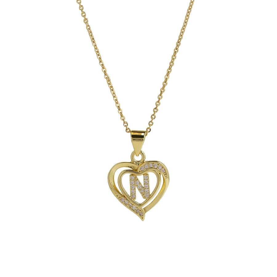 Brass cable chain Plating Letter Heart Shape Pendant Necklace
