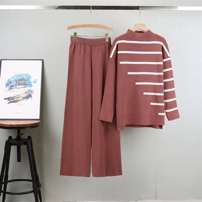 Holiday Daily Women's Vacation Simple Style Stripe Polyester Pants Sets Pants Sets