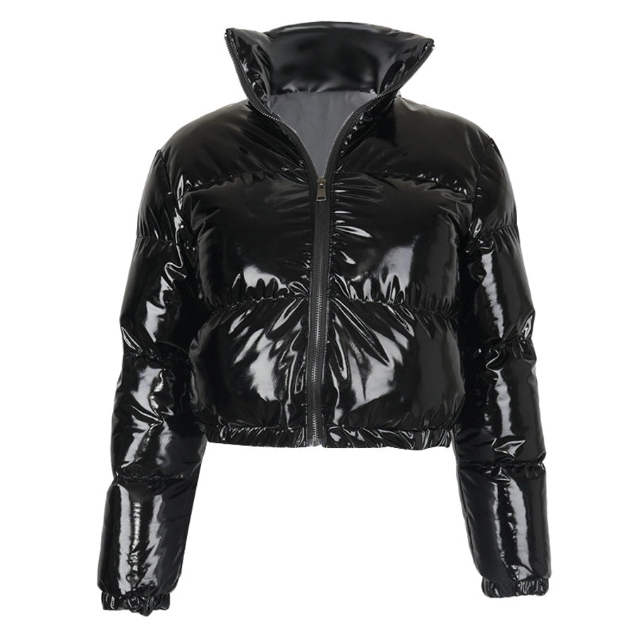 Women's Streetwear Solid Color Zipper Coat cotton clothes