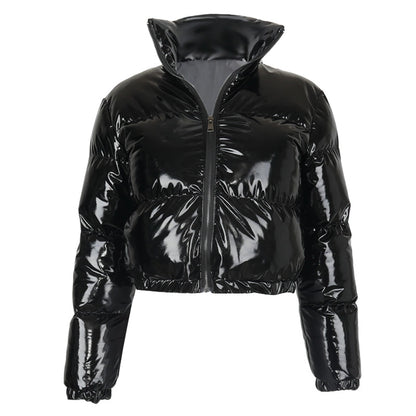 Women's Streetwear Solid Color Zipper Coat cotton clothes