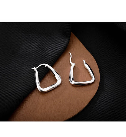s925 Sterling Silver Square Ear Buckle New Earrings High Sense Earrings Korean Elegant Internet Popular Earrings Women's New Earrings