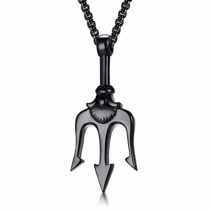 Haiwang Trident Pendant Stainless Steel Necklace Original Cool Design Men's Domineering Simple Hip Hop Sweater Chain