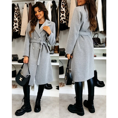 Women's Vacation Simple Style Solid Color Double Breasted Woolen Coat