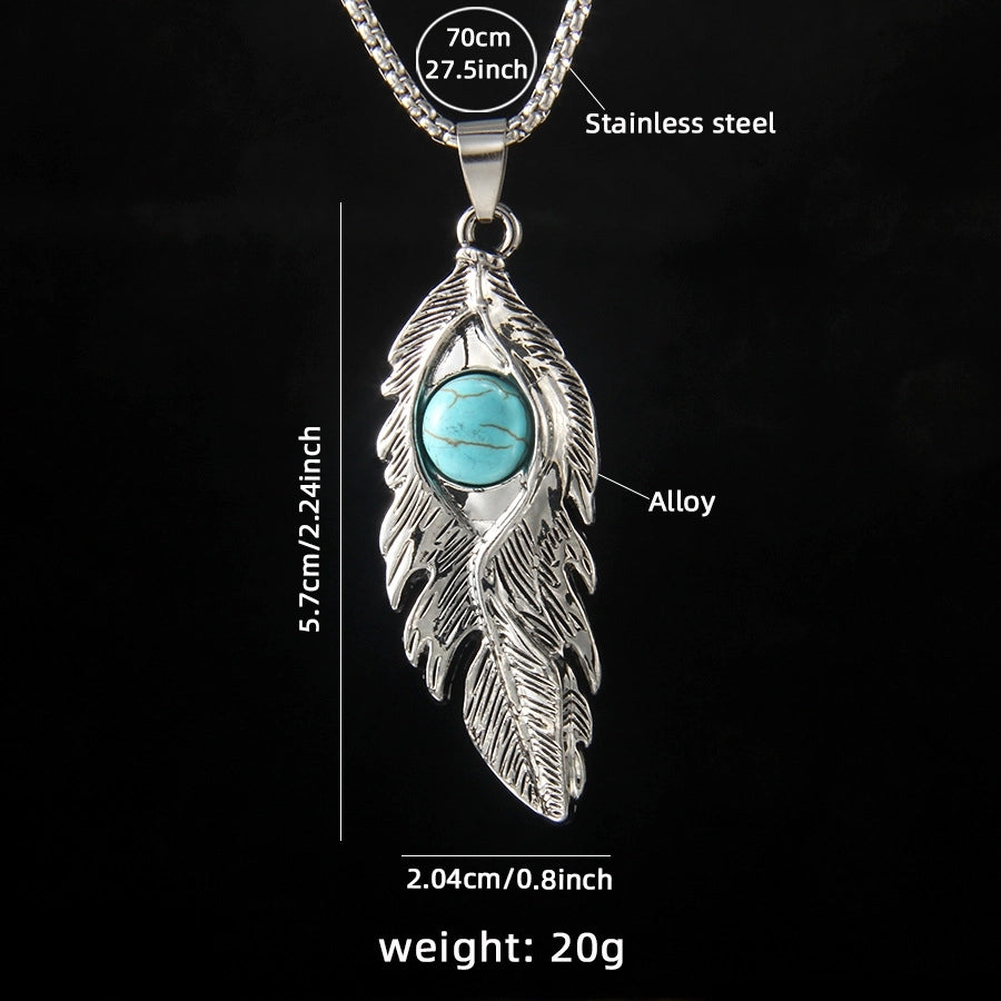 Hip-Hop Devil's Eye Feather 201 Stainless Steel Alloy Unisex Pendant Necklace