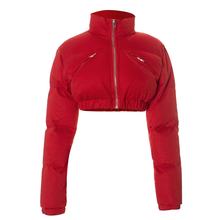 Women's Streetwear Solid Color Zipper Coat cotton clothes