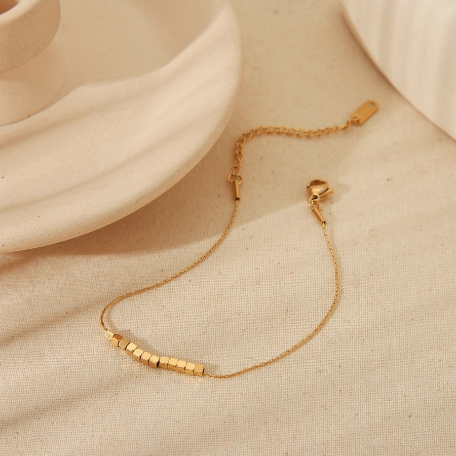 Jewelry Basic Commute Solid Color 304 Stainless Steel 18K Gold Plated Jewelry Set