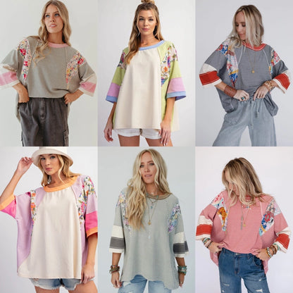 Hoodies & Sweatshirts 3/4 Length Sleeve Casual Streetwear Color Block Stripe