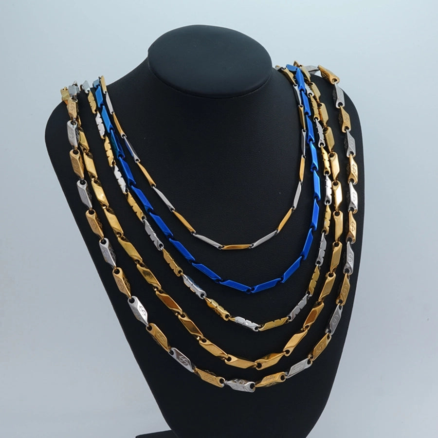 Jewelry Casual Classic Style Rhombus Argyle 304 Stainless Steel 18K Gold Plated Necklace