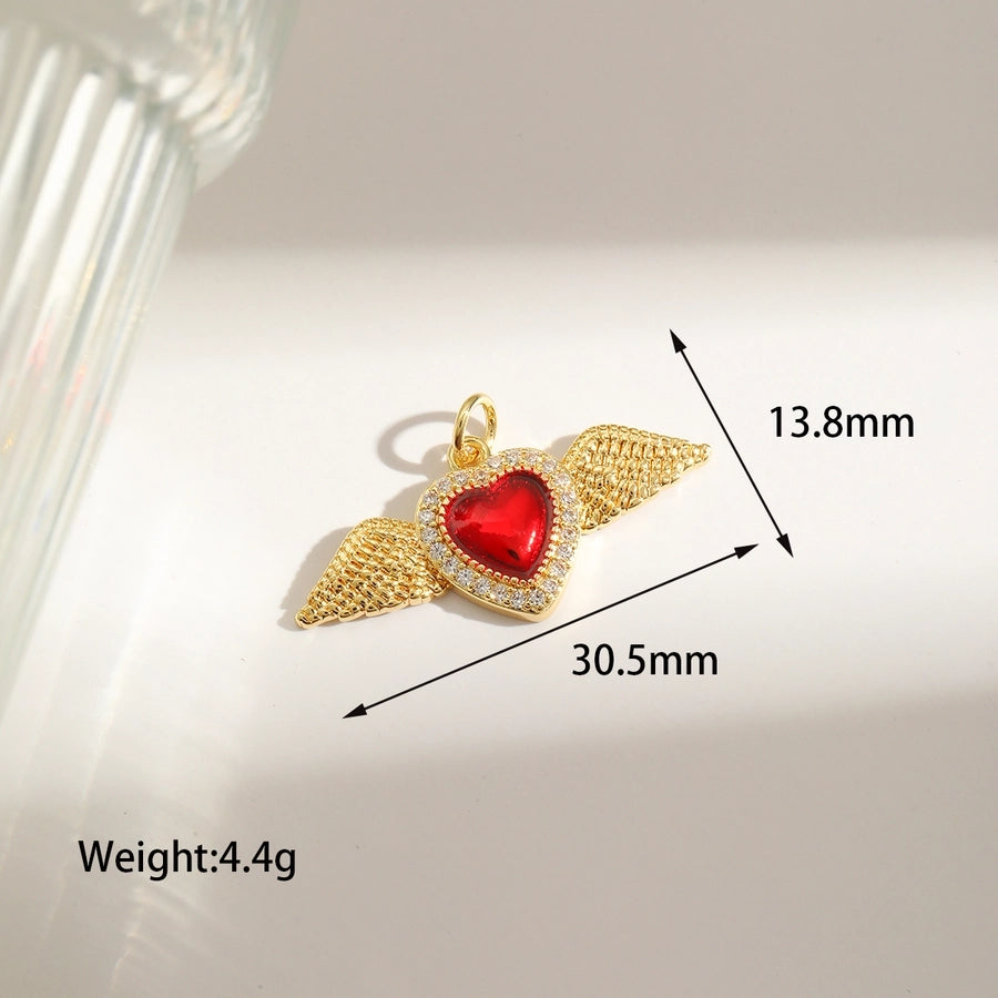 1 Piece 25.3*30.3MM Hole 3~3.9mm Copper 18K Gold Plated Heart Shape Pendant Jewelry Accessories